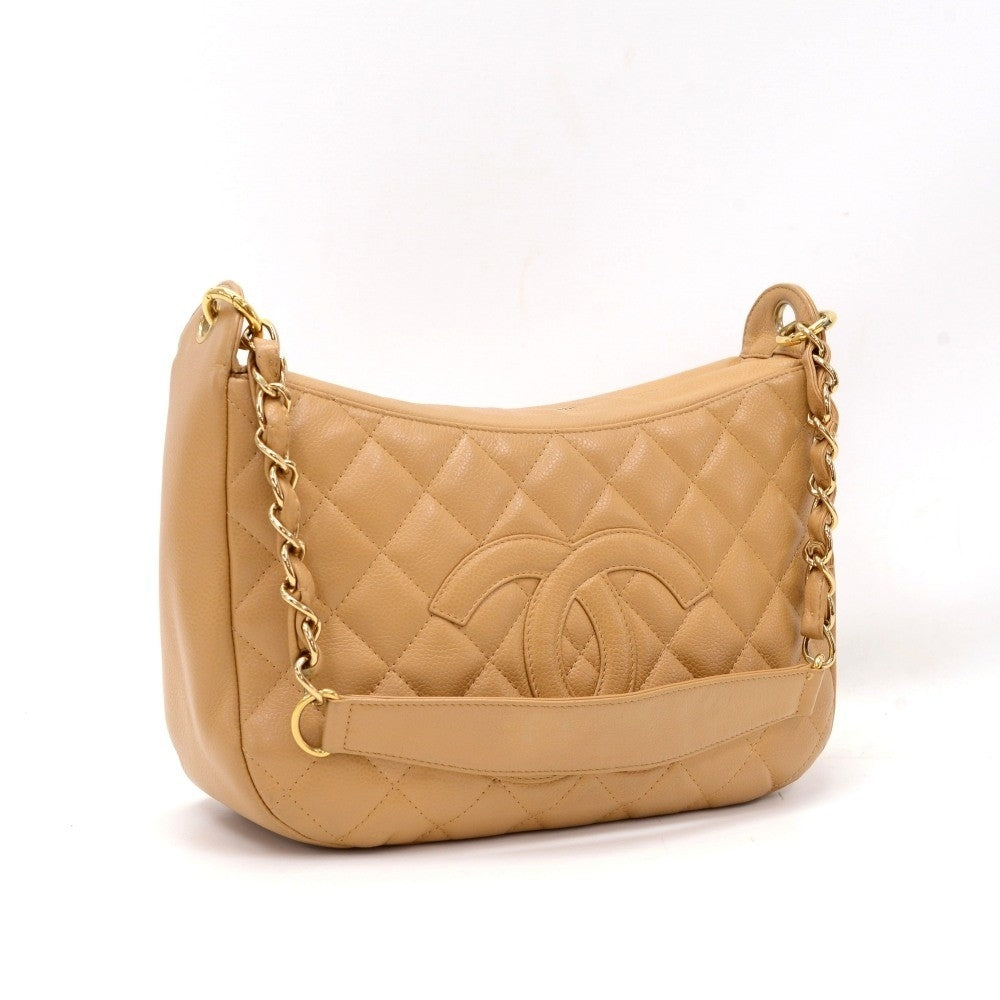 small quilted caviar leather handbag