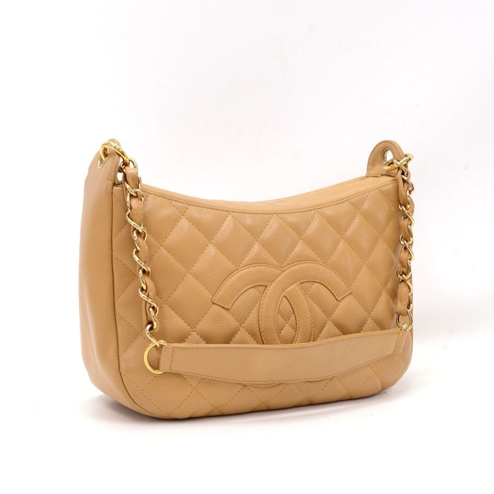 small quilted caviar leather handbag