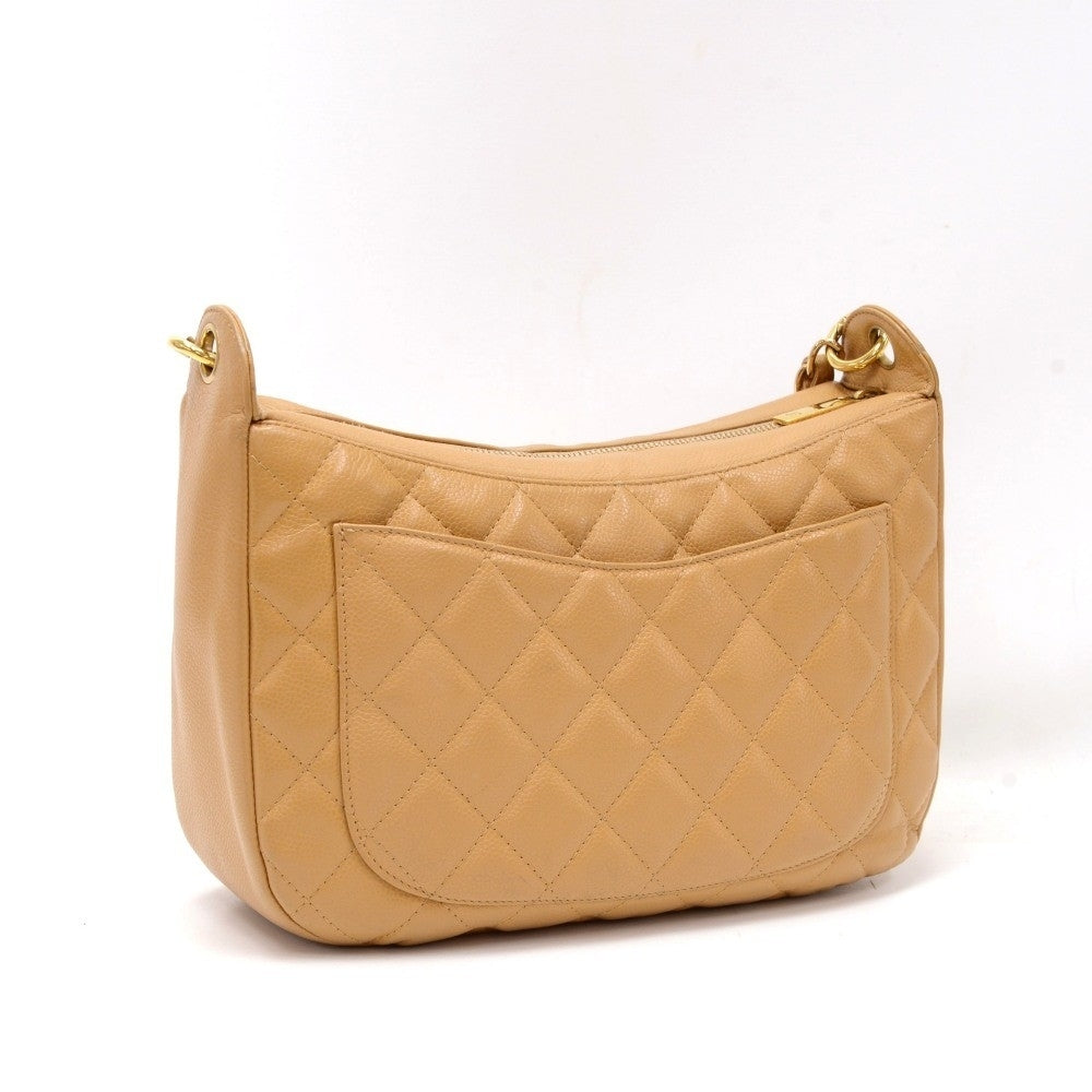 small quilted caviar leather handbag