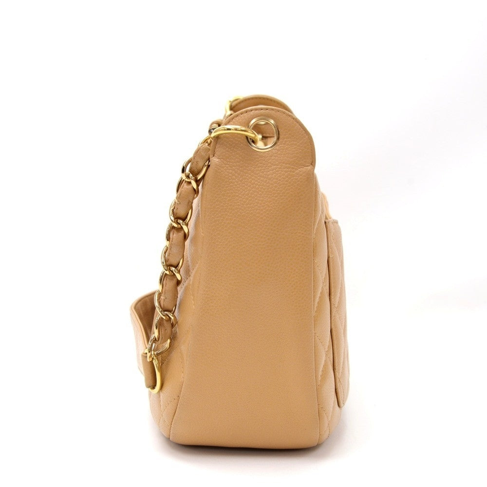 small quilted caviar leather handbag