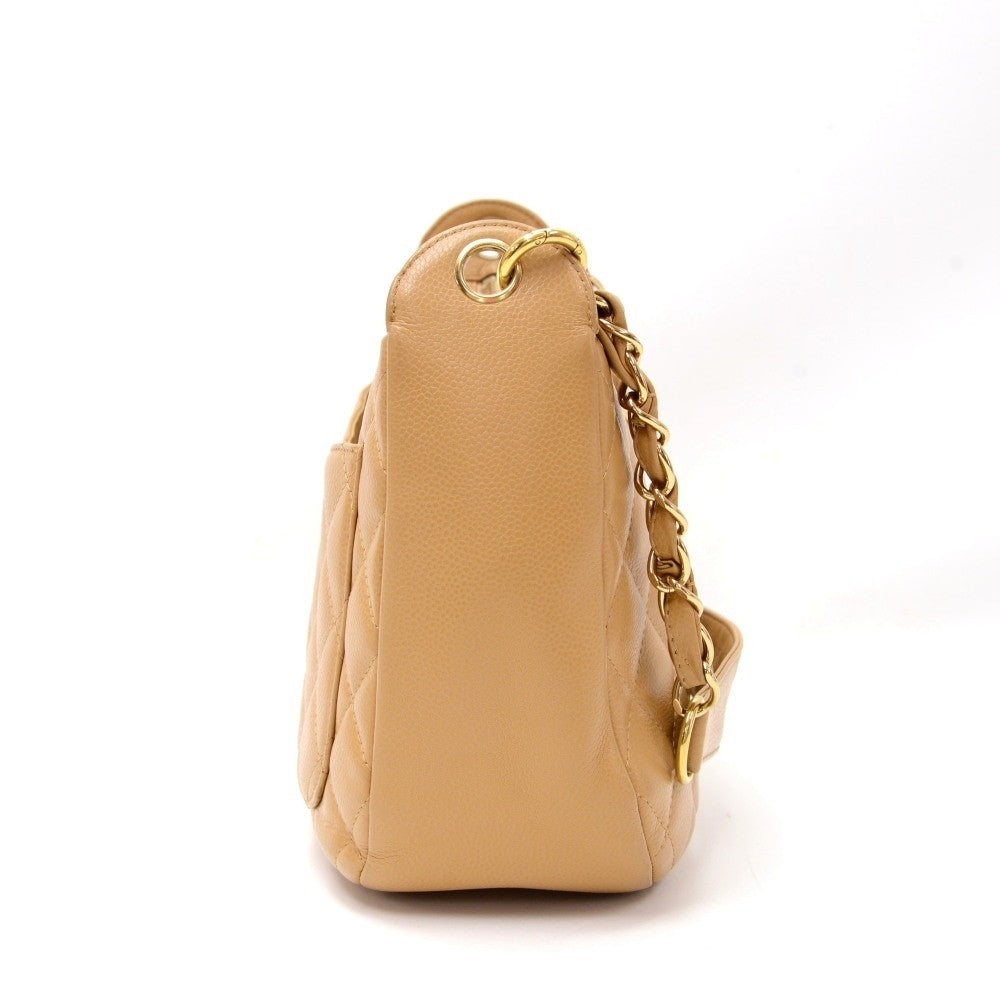small quilted caviar leather handbag