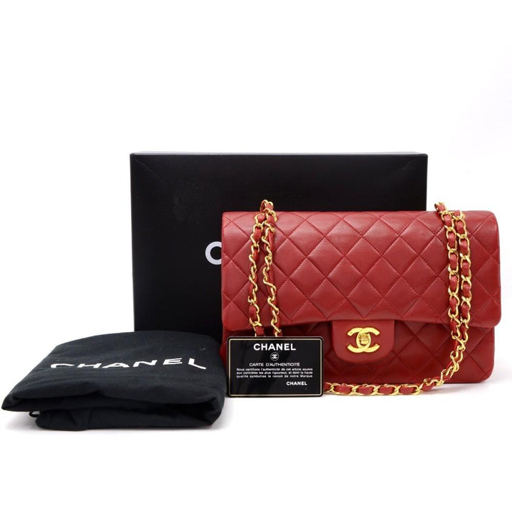2.55 10" double flap quilted lambskin leather shoulder bag
