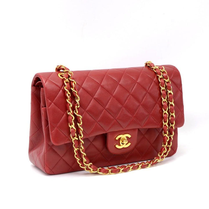 2.55 10" double flap quilted lambskin leather shoulder bag