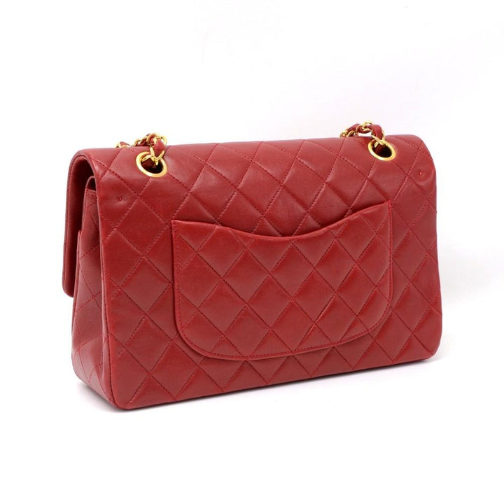 2.55 10" double flap quilted lambskin leather shoulder bag