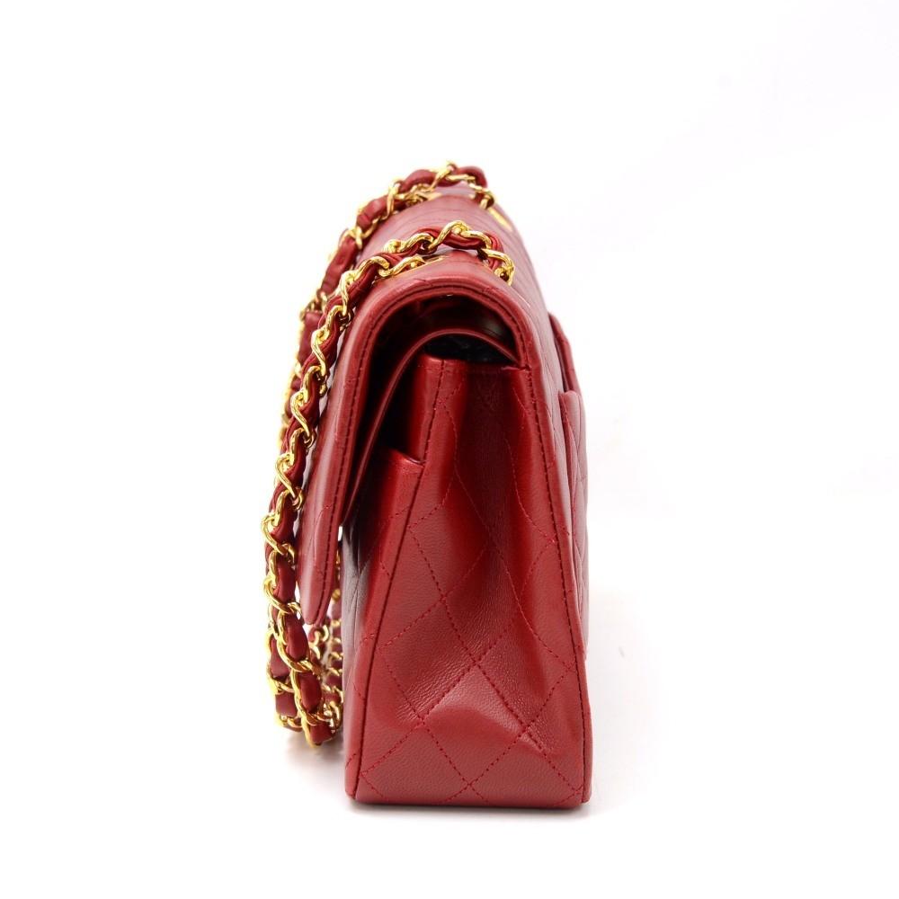 2.55 10" double flap quilted lambskin leather shoulder bag