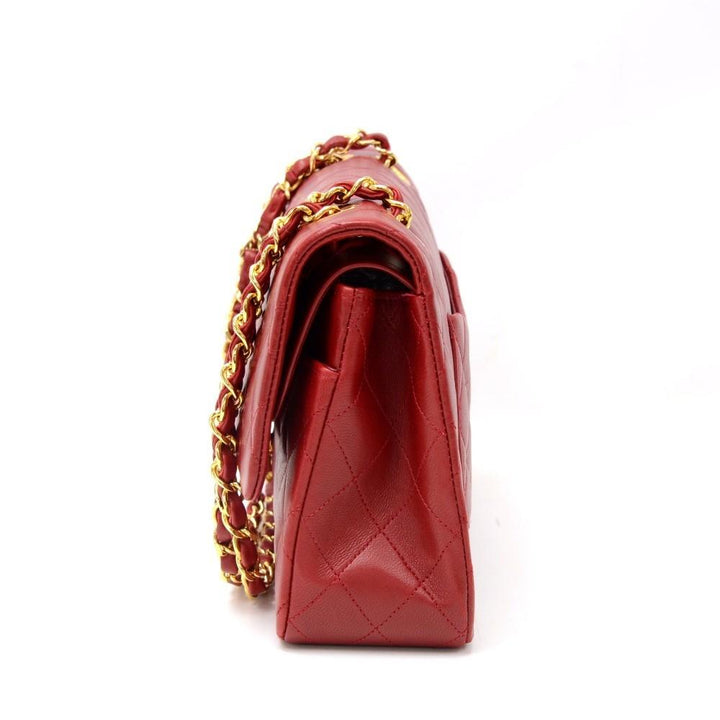 2.55 10" double flap quilted lambskin leather shoulder bag