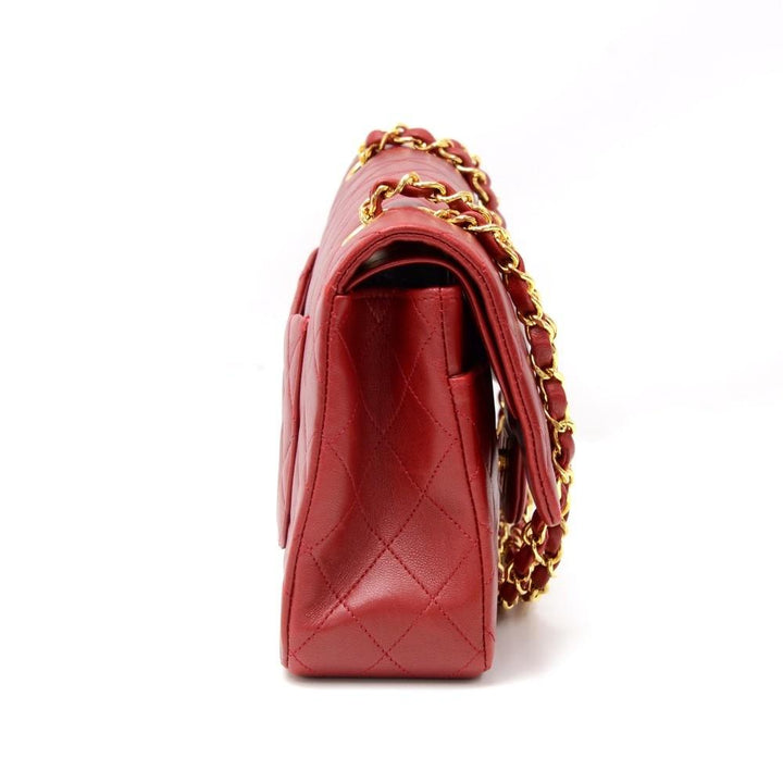 2.55 10" double flap quilted lambskin leather shoulder bag