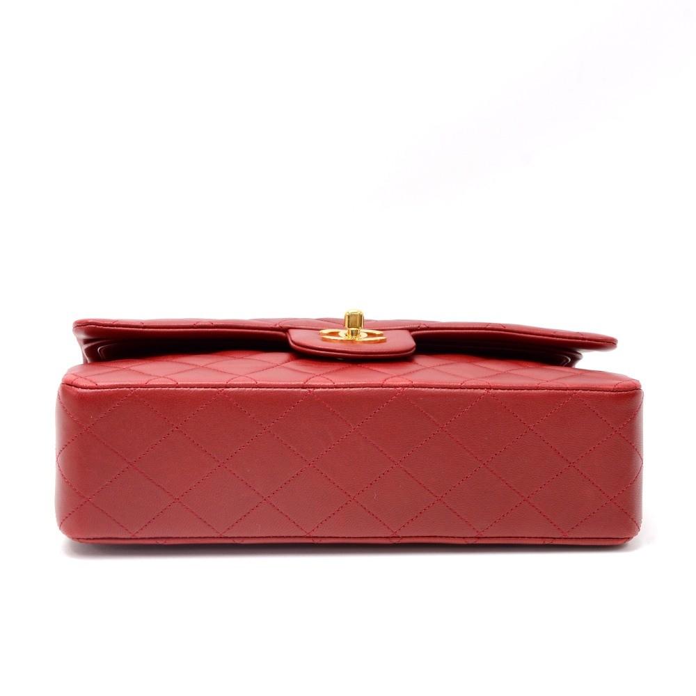 2.55 10" double flap quilted lambskin leather shoulder bag