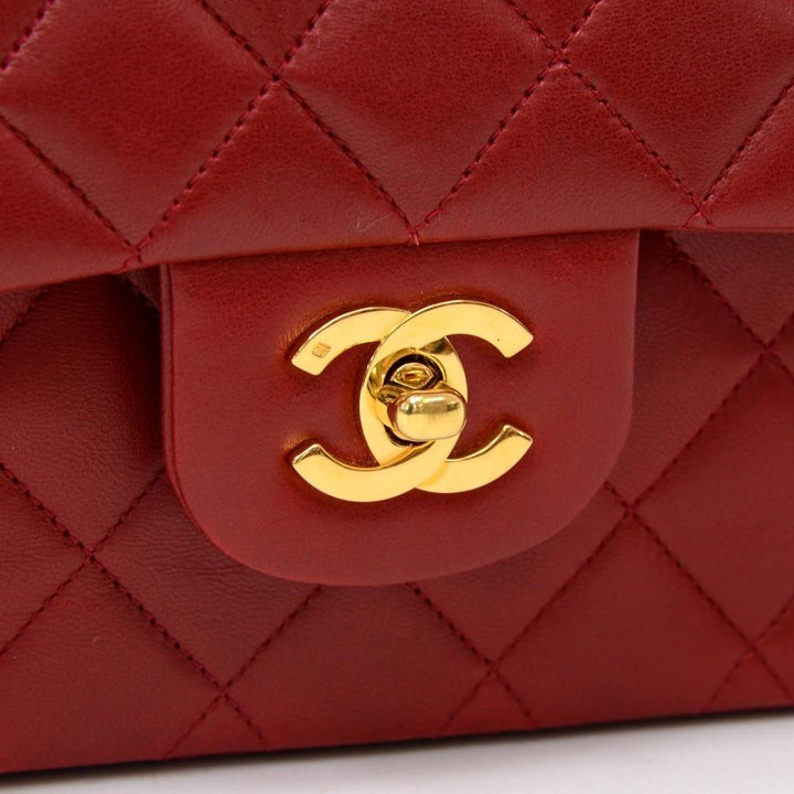 2.55 10" double flap quilted lambskin leather shoulder bag