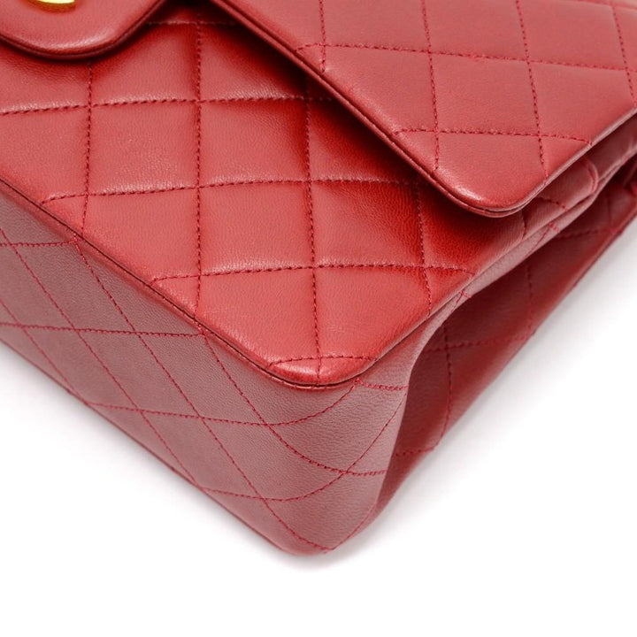 2.55 10" double flap quilted lambskin leather shoulder bag