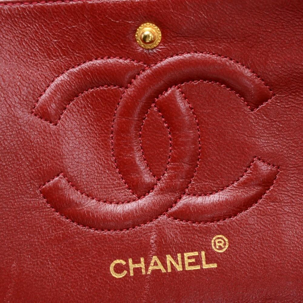 2.55 10" double flap quilted lambskin leather shoulder bag