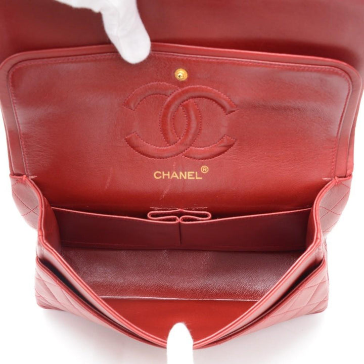 2.55 10" double flap quilted lambskin leather shoulder bag