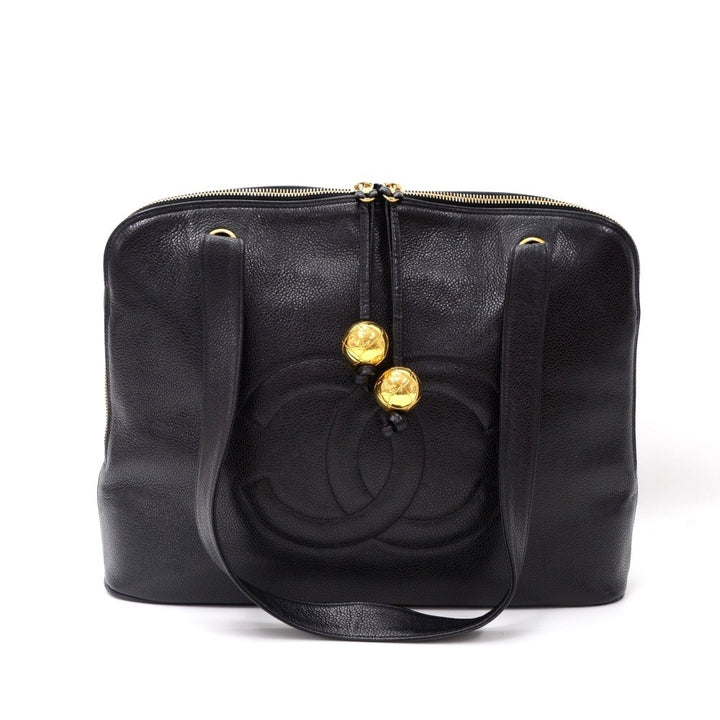 14" caviar leather tote bag