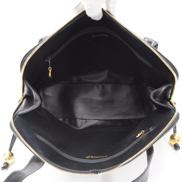 14" caviar leather tote bag