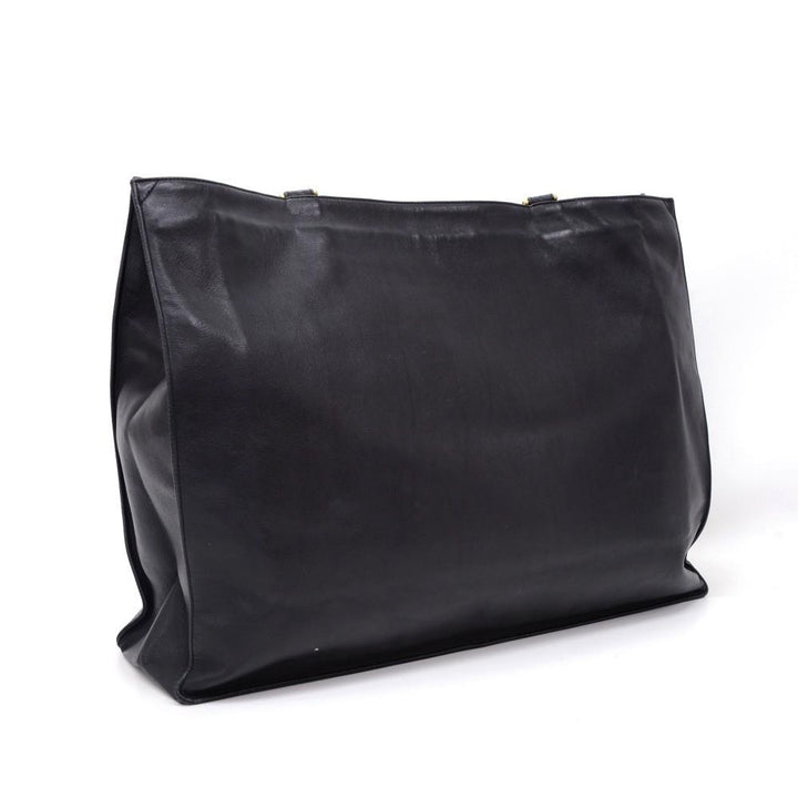 lambskin leather jumbo shopping tote