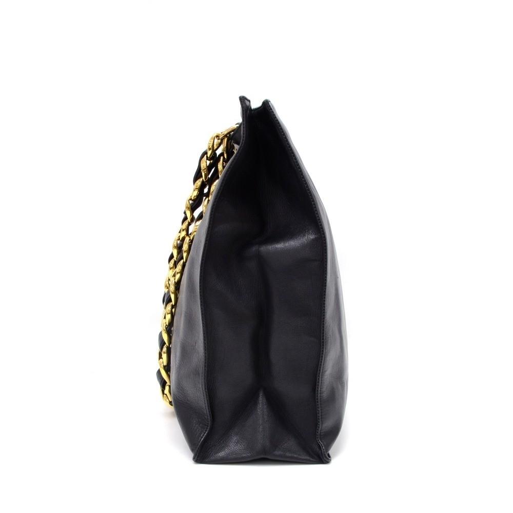 lambskin leather jumbo shopping tote