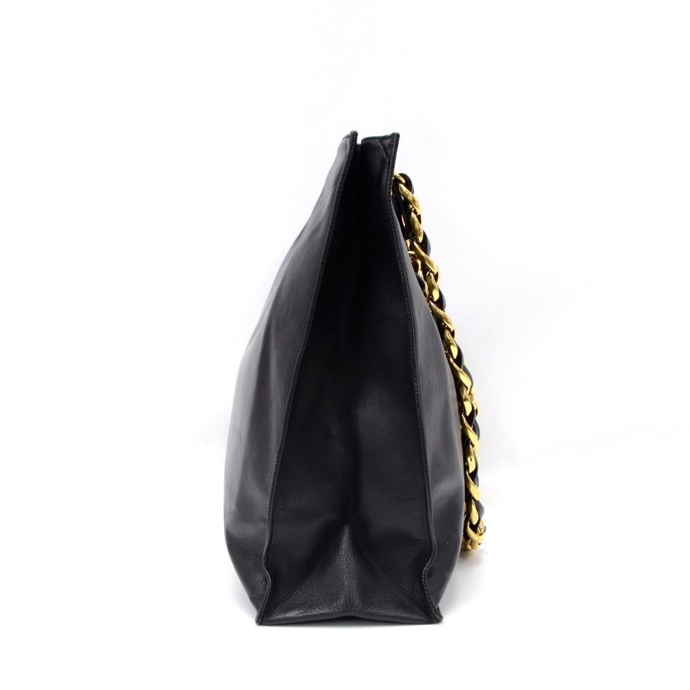 lambskin leather jumbo shopping tote