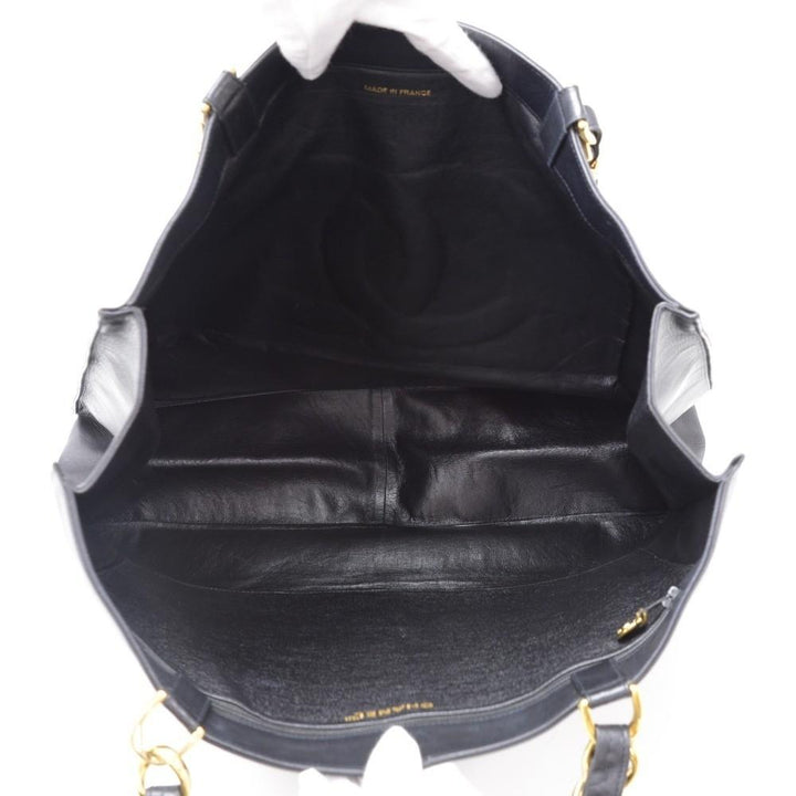 lambskin leather jumbo shopping tote