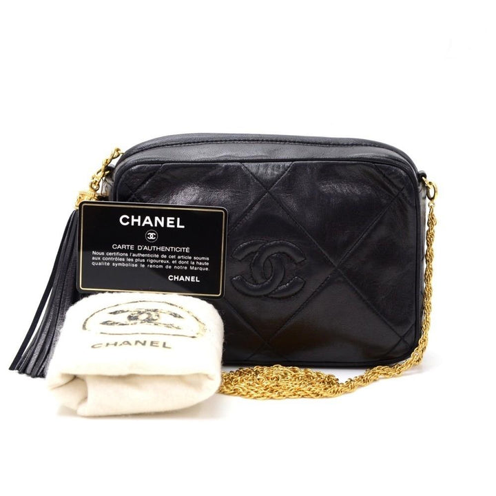 7" quilted lambskin leather fringed shoulder bag
