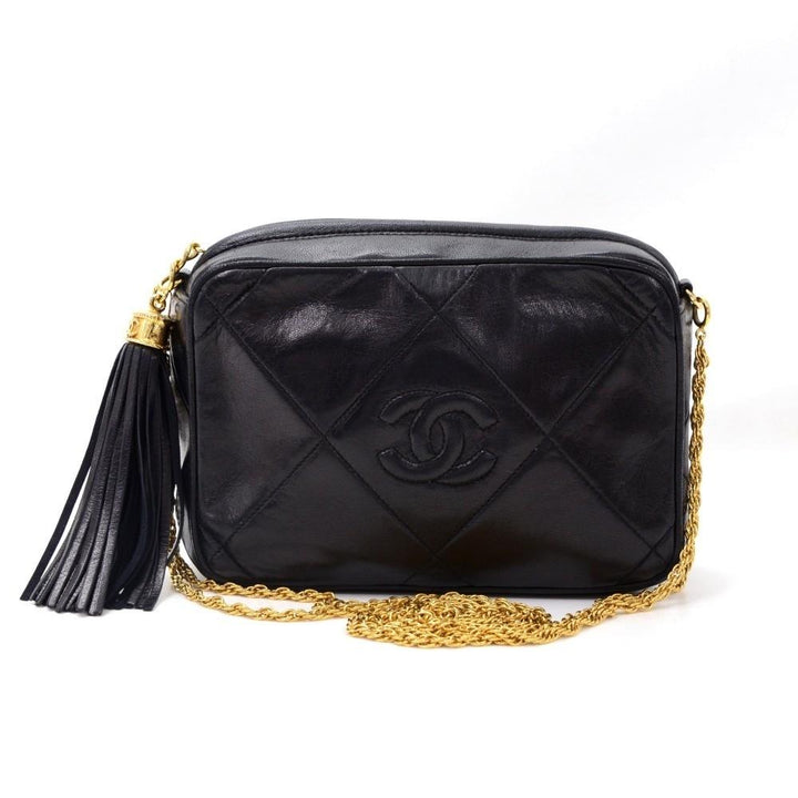7" quilted lambskin leather fringed shoulder bag