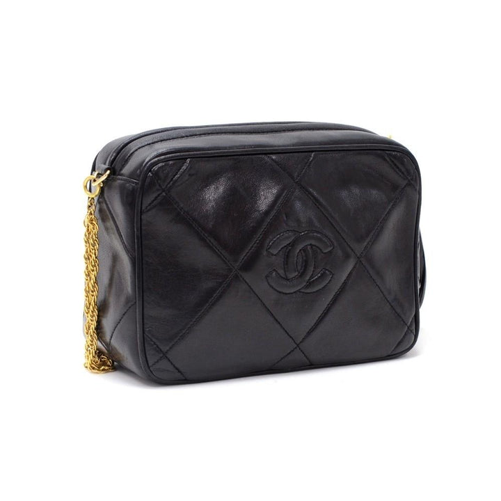 7" quilted lambskin leather fringed shoulder bag