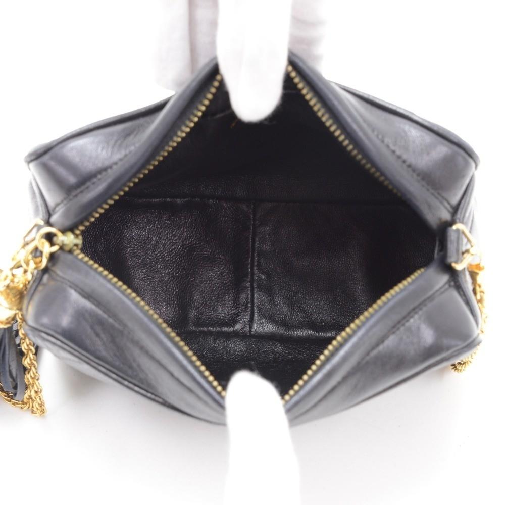 7" quilted lambskin leather fringed shoulder bag
