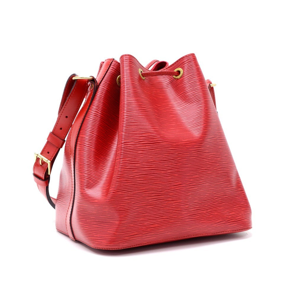 petit noe red epi leather bag