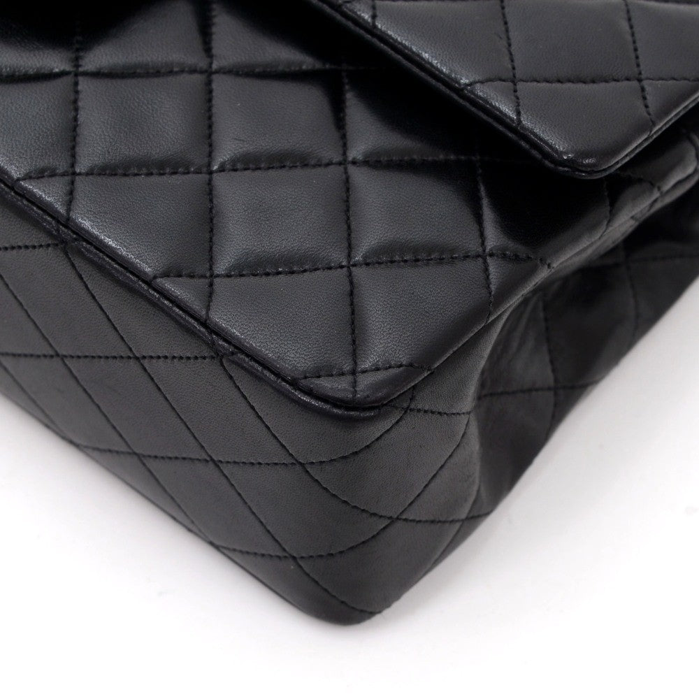 2.55 10" double flap quilted lambskin leather shoulder bag