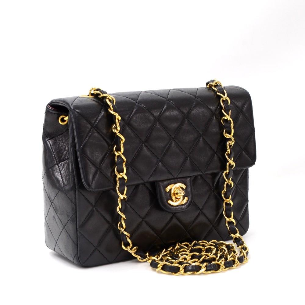 8" single flap quilted lambskin leather shoulder bag