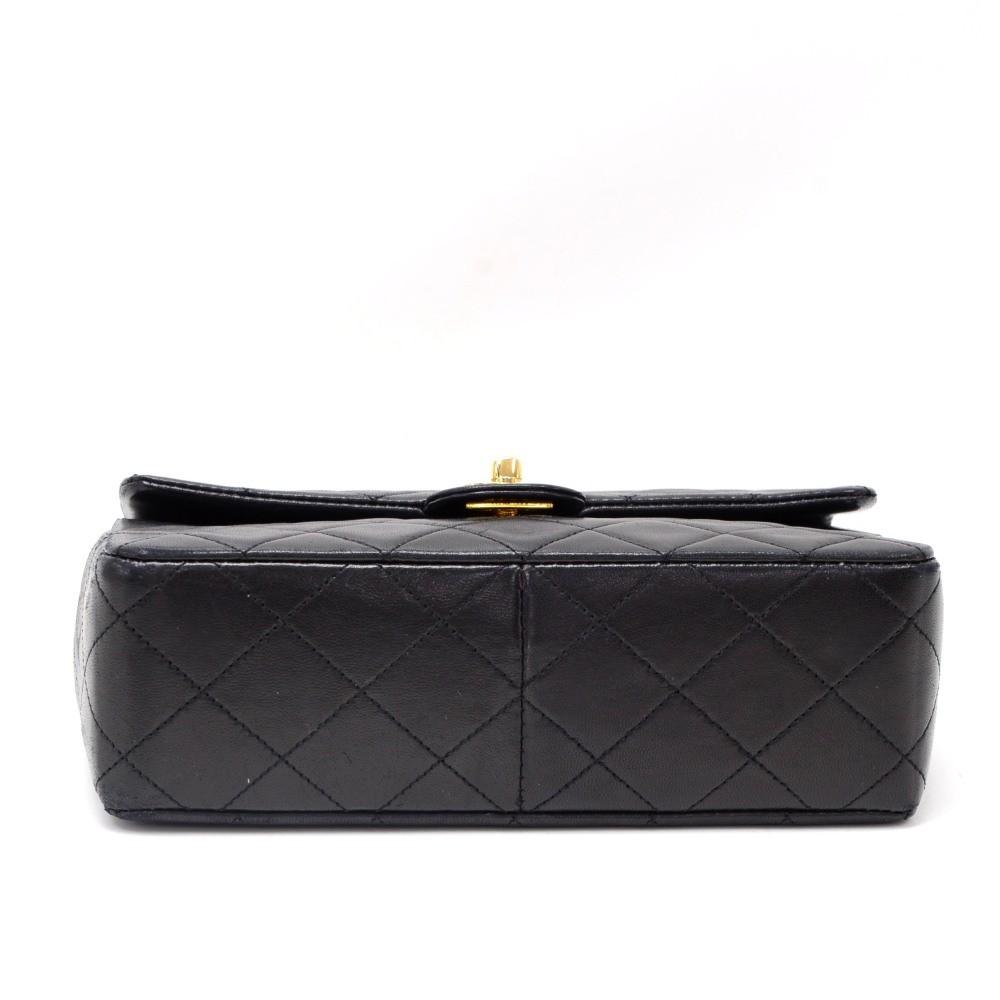 8" single flap quilted lambskin leather shoulder bag