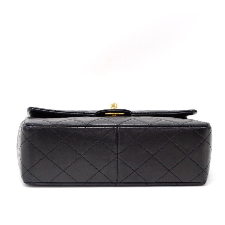 8" single flap quilted lambskin leather shoulder bag