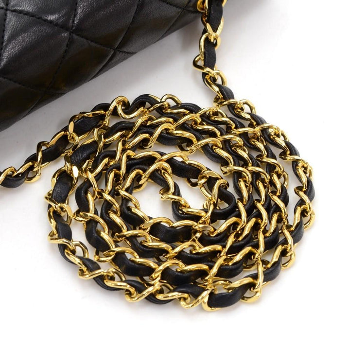 8" single flap quilted lambskin leather shoulder bag