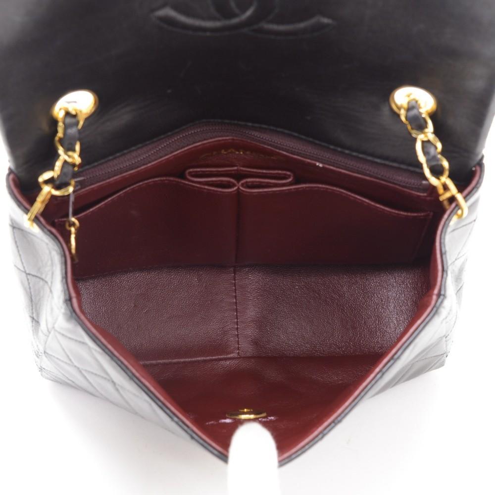 8" single flap quilted lambskin leather shoulder bag