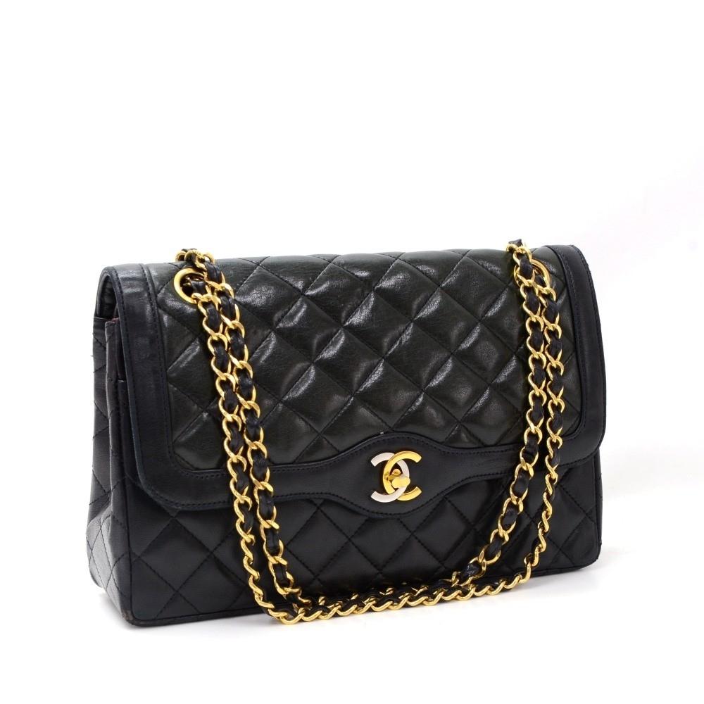 2.55 10" double flap quilted lambskin leather shoulder bag - paris limited edition
