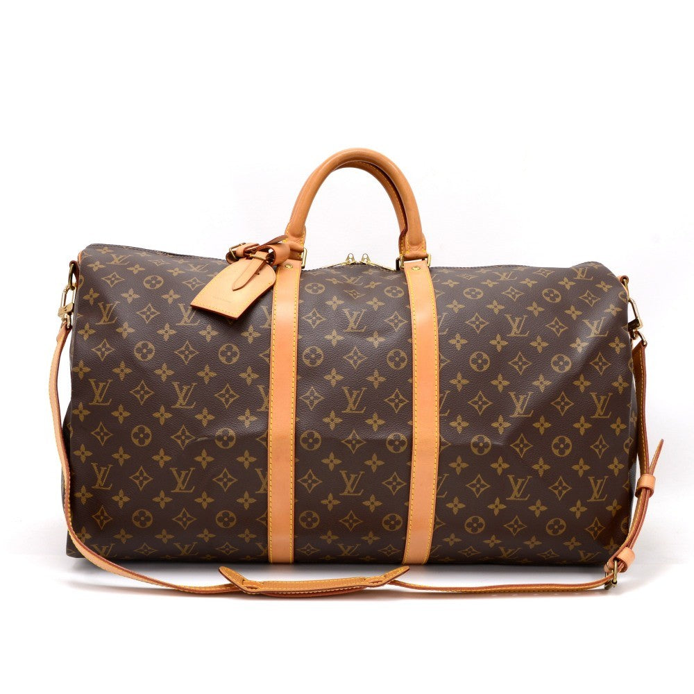 keepall 55 bandouliere monogram canvas travel bag with strap