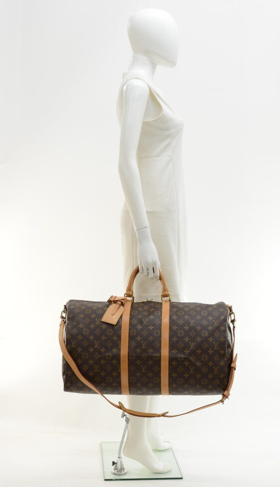 keepall 55 bandouliere monogram canvas travel bag with strap