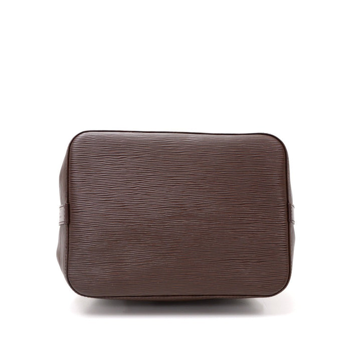 petit noe chocolate brown epi leather bag