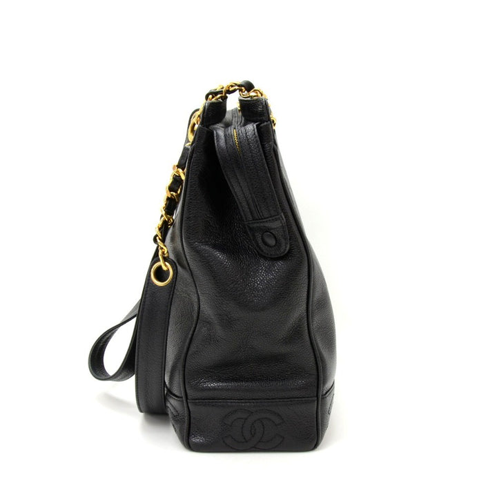 12" caviar leather tote bag