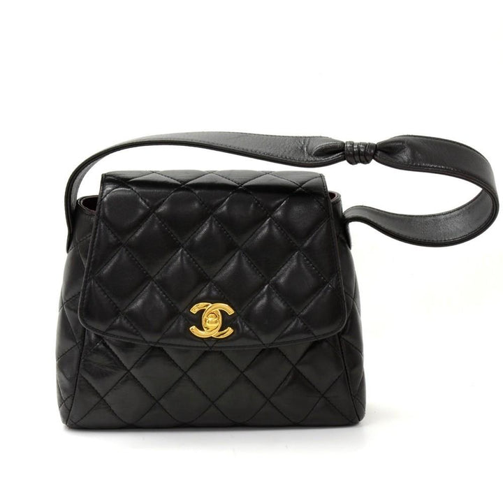 8" quilted lambskin leather shoulder bag