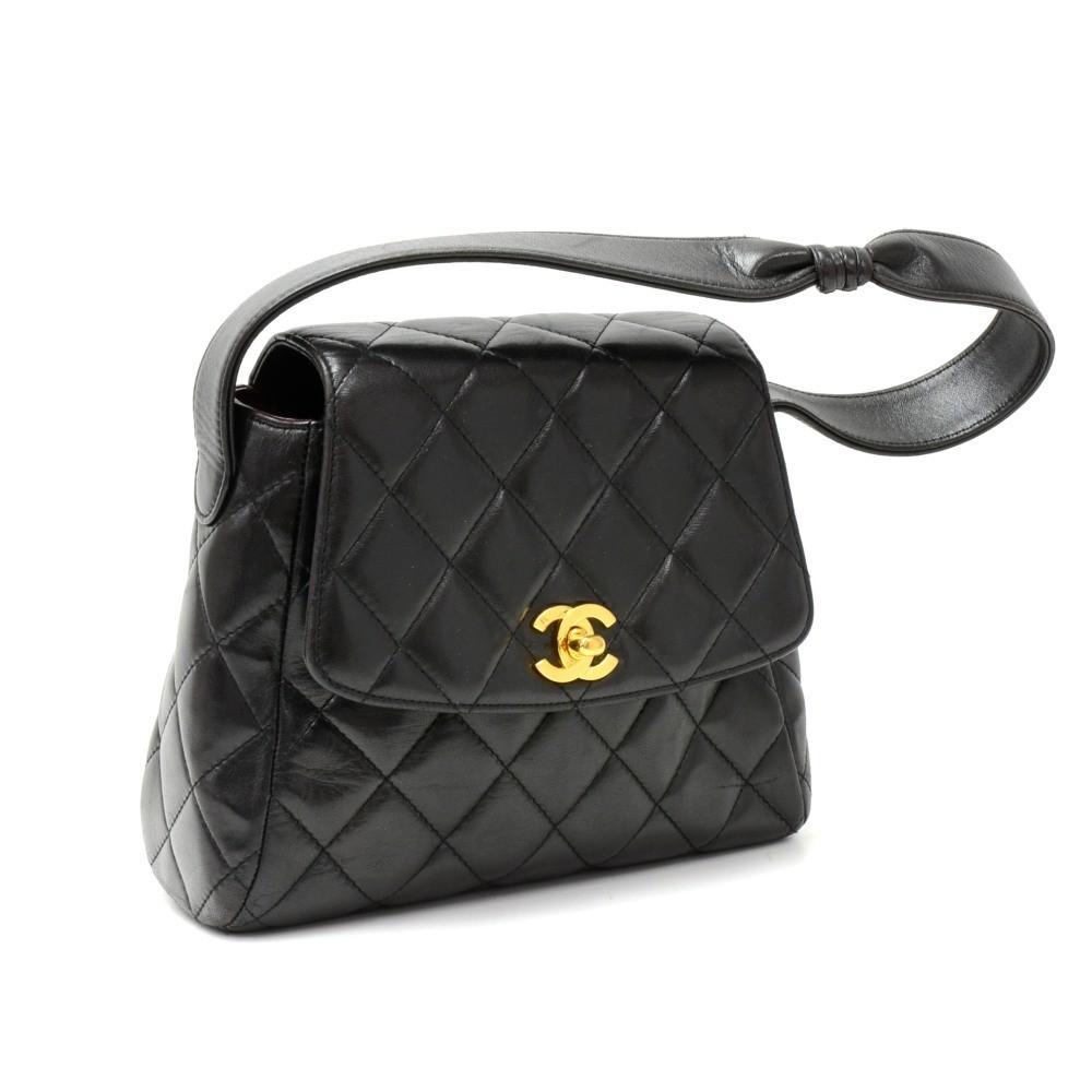8" quilted lambskin leather shoulder bag