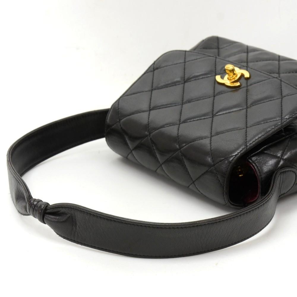 8" quilted lambskin leather shoulder bag