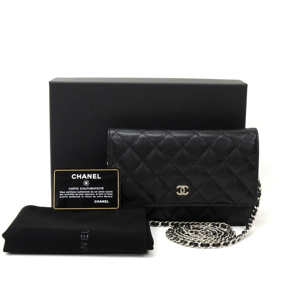 wallet on chain caviar leather bag