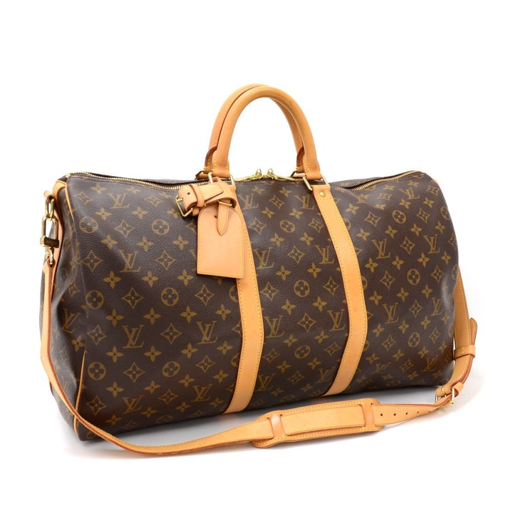 keepall 50 bandouliere monogram canvas travel bag with strap