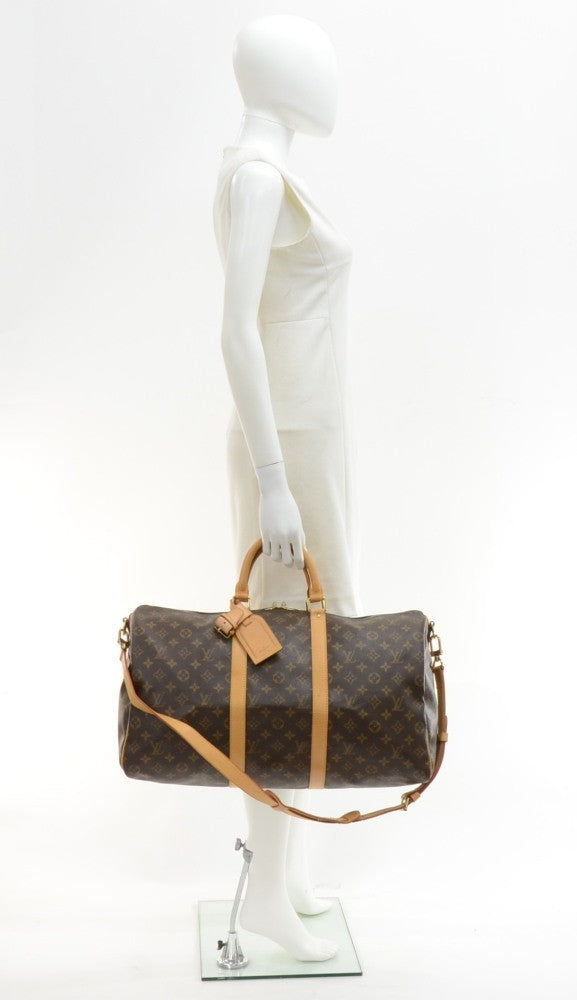 keepall 50 bandouliere monogram canvas travel bag with strap