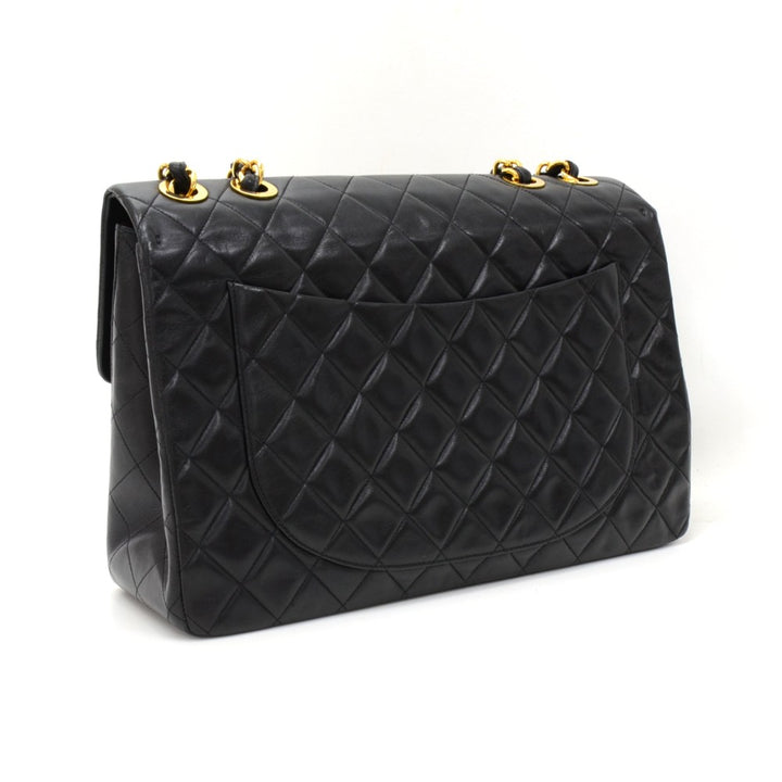 maxi quilted lambskin leather shoulder bag