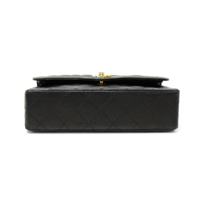 8" double flap quilted lambskin leather shoulder bag - paris limited edition