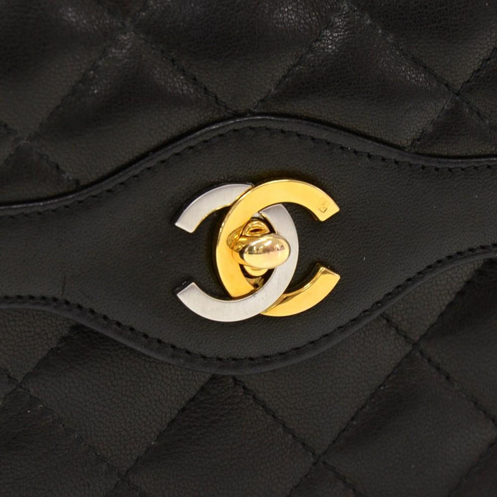 8" double flap quilted lambskin leather shoulder bag - paris limited edition