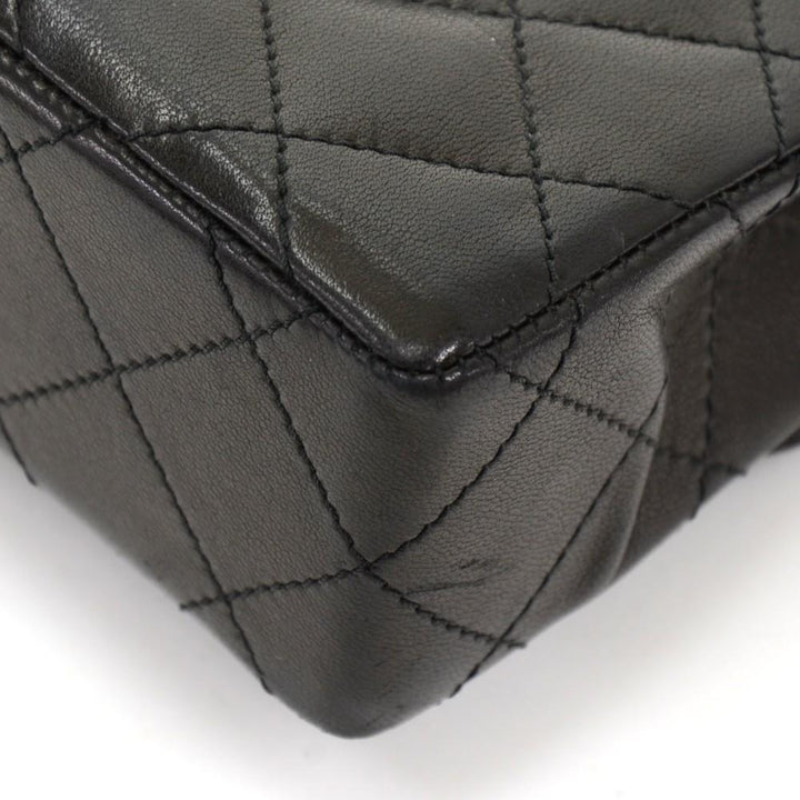 8" double flap quilted lambskin leather shoulder bag - paris limited edition