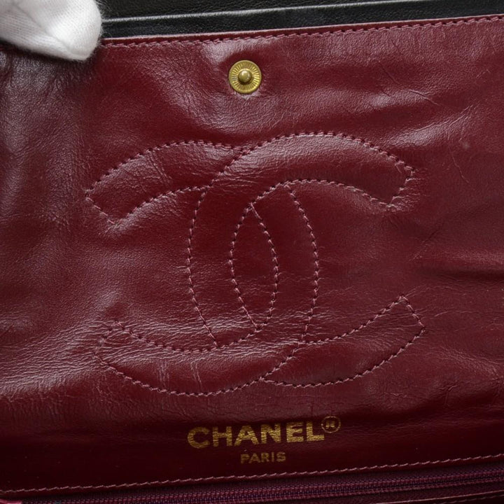 8" double flap quilted lambskin leather shoulder bag - paris limited edition