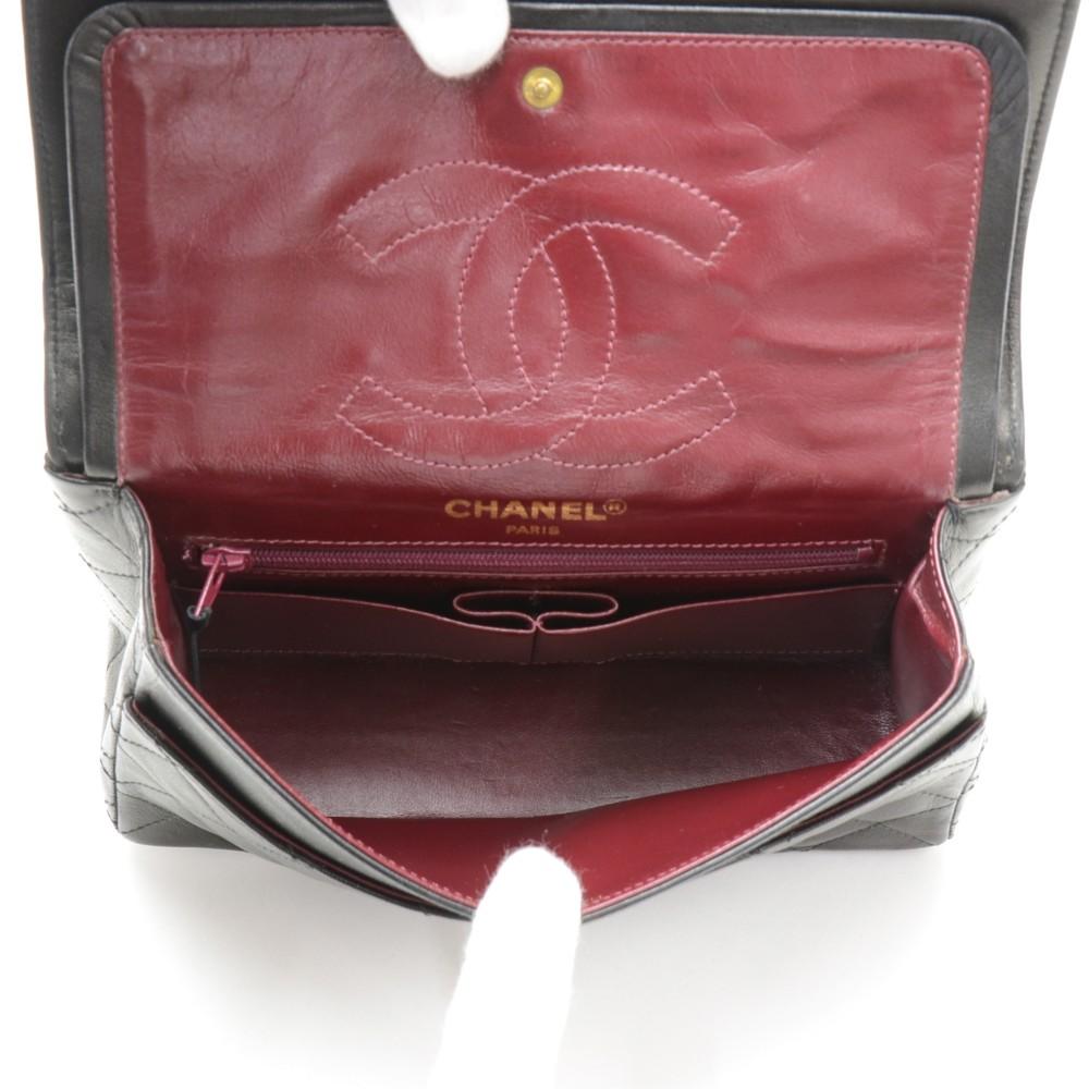 8" double flap quilted lambskin leather shoulder bag - paris limited edition